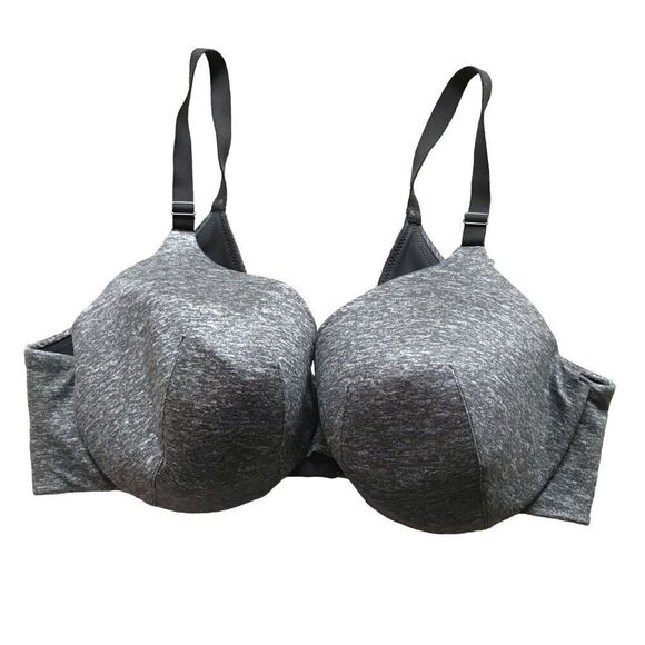 Cacique42D underwire bra black gray back smoothing full coverage - Picture 2 of 5